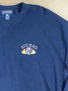 Vintage 90s Zig Zag Rolling Papers Pullover Sweatshirt Navy Mens Sz 2XL Rare